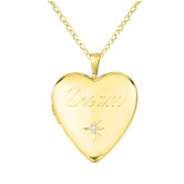 "Dream" Heart Shaped Locket with Diamond Necklace