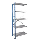 H-Post Shelving 87" High Capacity Open Type Add-on Unit with 5 Shelves