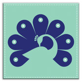 Folksy Love Decorative Tile in Primped Peacock Teal-Navy
