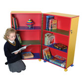 Primary Coloured Mobile Fold Away Bookcase