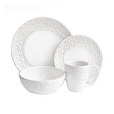 American Atelier 16 Piece Genevieve Dinnerware Set in White