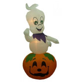 9' Halloween Inflatable Animated Ghost on Pumpkin