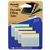 Durable Color Bar Index File Tabs, 2w x 1-3/4h, Five Colors, 24/pack
