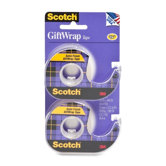 Gift Wrap Tape, w/ Dispenser, 3/4"x600", 2 per Pack, Transparent