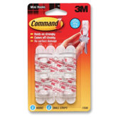Command Hooks, Mini , 1/2lb. Capacity, 6 Hooks/8 Strips