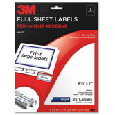 Full Sheet Labels, Inkjet Paper, 8-1/2"x11", 25 per Pack, White
