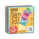 Slim CD Shades for CDs/DVDs, 10 per Pack, Assorted Colors