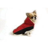 Reversible Hooded Dog Raincoat in Red / Black