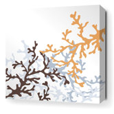 Coral Stretched Wall Art in Aqua