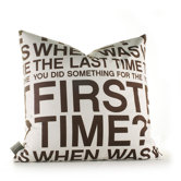 First Time Pillow in White and Chocolate