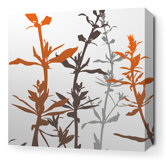 Morning Glory Wildflower Stretched Wall Art in Silver and Rust