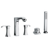 J11 Bath Series Two Lever Handle Roman Tub Faucet and Hand Shower with Arched Spout