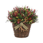 Natural Reindeer Wall Basket Wreath