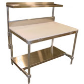 Aluminum I Frame Work Table with Back Splash and Poly Top