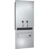 Dual Sanitary Napkin/Tampon Vendor and Waste Receptacle with 15 Napkin and 23 Tampon Capacity