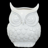 9" White Ceramic Owl Statue