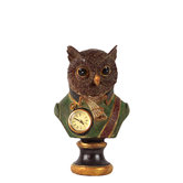 Resin Owl Bust with Clock