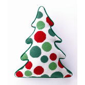 Green and Red Dots Tree Shaped Pillow