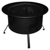 Round Fire Pit with Wildlife Pattern