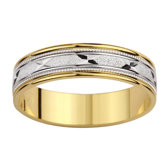 14k Two-tone Gold Ladies Milgrain 'X' Design Easy Fit Wedding Band