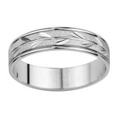 14k White Gold Ladies Leaf Design Easy Fit Wedding Band