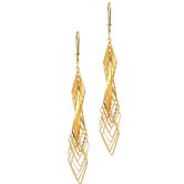 14k Solid Yellow Gold Fashion Drop Earrings