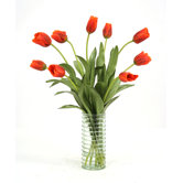 Silk Tulips in Ribbed Vase