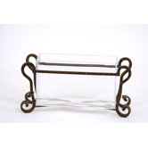 Clear Glass Pillow Vase in Wrought Iron Stand