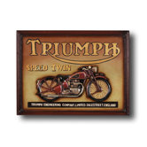 Hand-Carved Triumph Speed Twin Motorcycle Sign