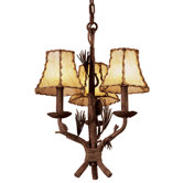 Ponderosa 3 Light Chandelier with Leather Wrapped Shade