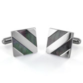 Stainless Steel Diagonal Stripes Cufflinks