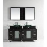 Double Bathroom Vanity Set with Mirror in Espresso