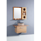 35.5" Single Bathroom Vanity Set with Mirror in Bamboo