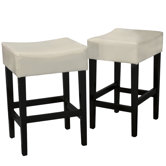 Lopez Backless Bonded Leather Counter Stool (Set of 2)