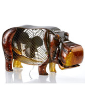 Hippo Figurine Table Top Fan