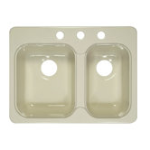 Deluxe Designer 25" x 19.5" Double Bowl Self-Rimming Kitchen Sink