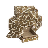 Nested Faux Pony Giraffe Print Boxes (Set of 3)