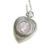 Barber Dime Heart Watch Pendant