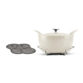 Tramontina Limited Editions Series 1200 Enameled Cast Iron 5.5 Qt Covered Round Dutch Oven with Stainless Steel Trivet Eggshell