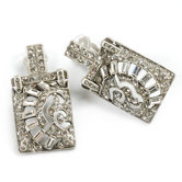 Deco Marquee Clip Crystal Earrings