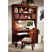 American Spirit Computer Desk Hutch in Distressed Medium Brown Cherry