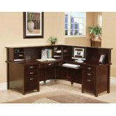 Tribeca Loft Cherry Left Hand Facing Computer Desk with Hutch