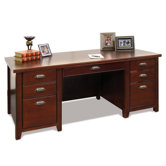 Tribeca Loft Cherry Double Pedestal Executive Desk