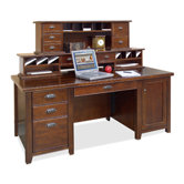 Tribeca Loft Cherry Executive Computer Desk with Hutch