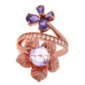 Sterling Silver White Topaz and Amethyst Ring