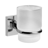 Bathroom Glass Tumbler with Holder
