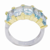 18K Gold and Silver Princess Cut Topaz Ring