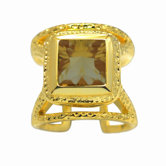 Gold over Silver Oval Cut Genuine Gemstone Ring