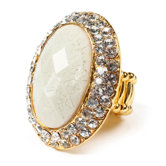 Gold Tone Brass Crystal Culver Ring