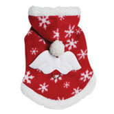 Adorable Fleece Snowflake Dog Hoodie with Angel Wing